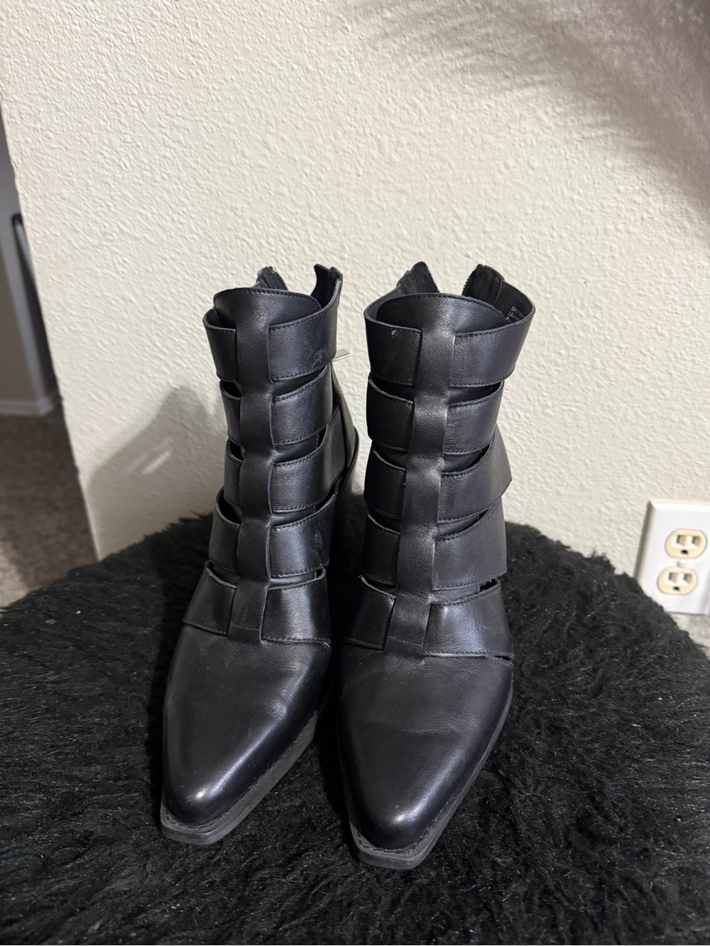 Steve Madden Black Strappy Pointed Ankle Booties